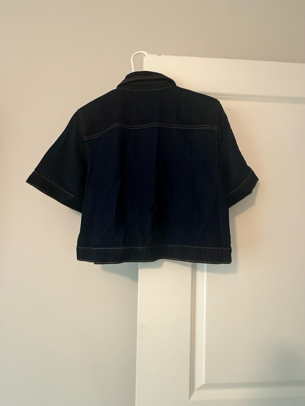 LOFT Black Short-Sleeve Jean Jacket with Gold Buttons - Picture 13 of 14